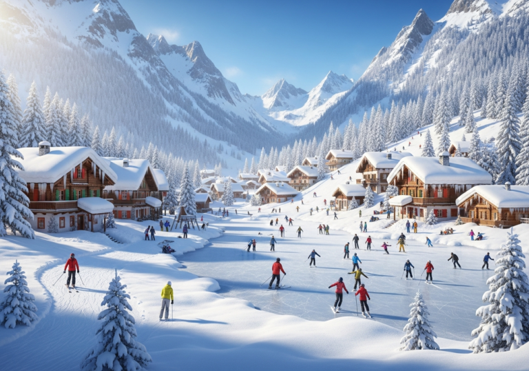 śnieżna wioska zima krajobraz